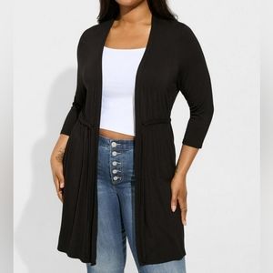 Torrid Black Super Soft Lagenlook Cardigan 3/4 Sleeve Tie Front Size 2X …